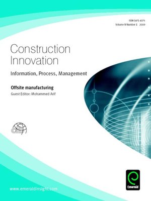 cover image of Construction Innovation, Volume 9, Issue 1